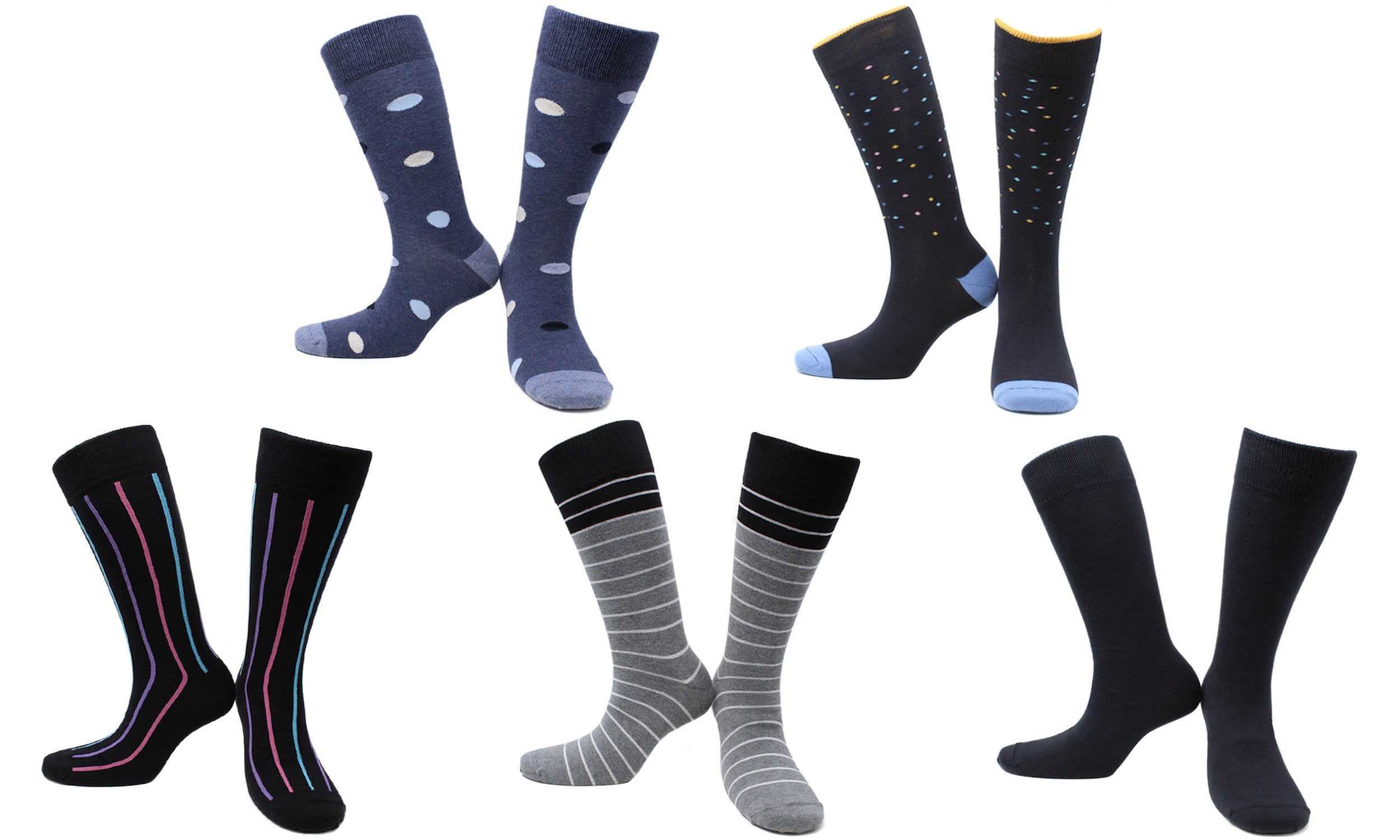 Chaussettes Crazy Touch en Coton Écologique OEKO-Tex – Pack 5 Paires | Noir, Gris, Bleu