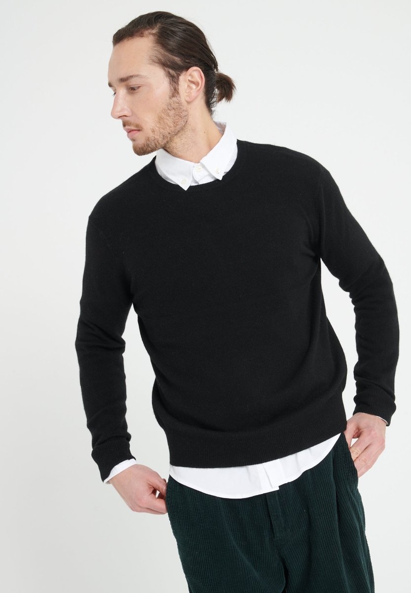 Men's Cashmere Crew Neck Pullover – Black | LUKE 2