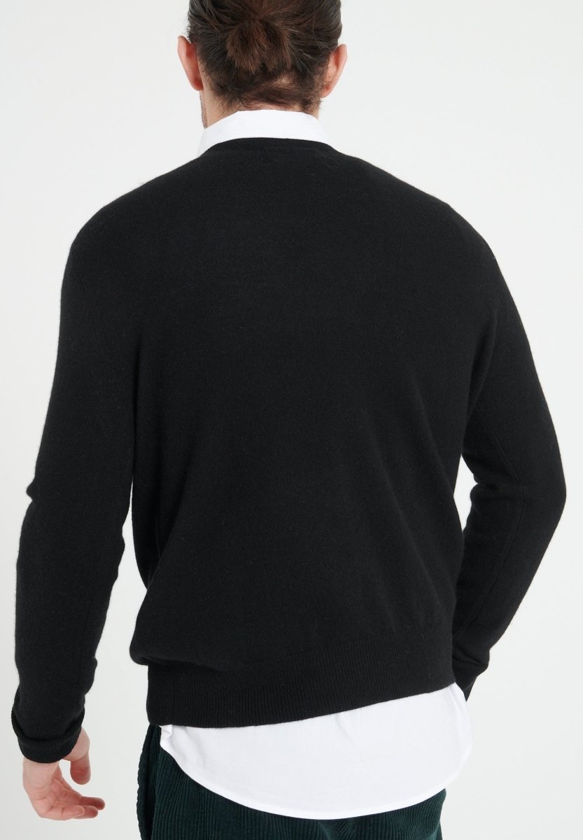 Men's Cashmere Crew Neck Pullover – Black | LUKE 2