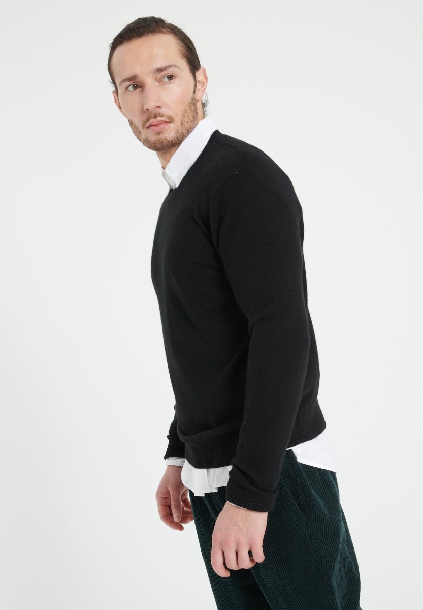 Men's Cashmere Crew Neck Pullover – Black | LUKE 2