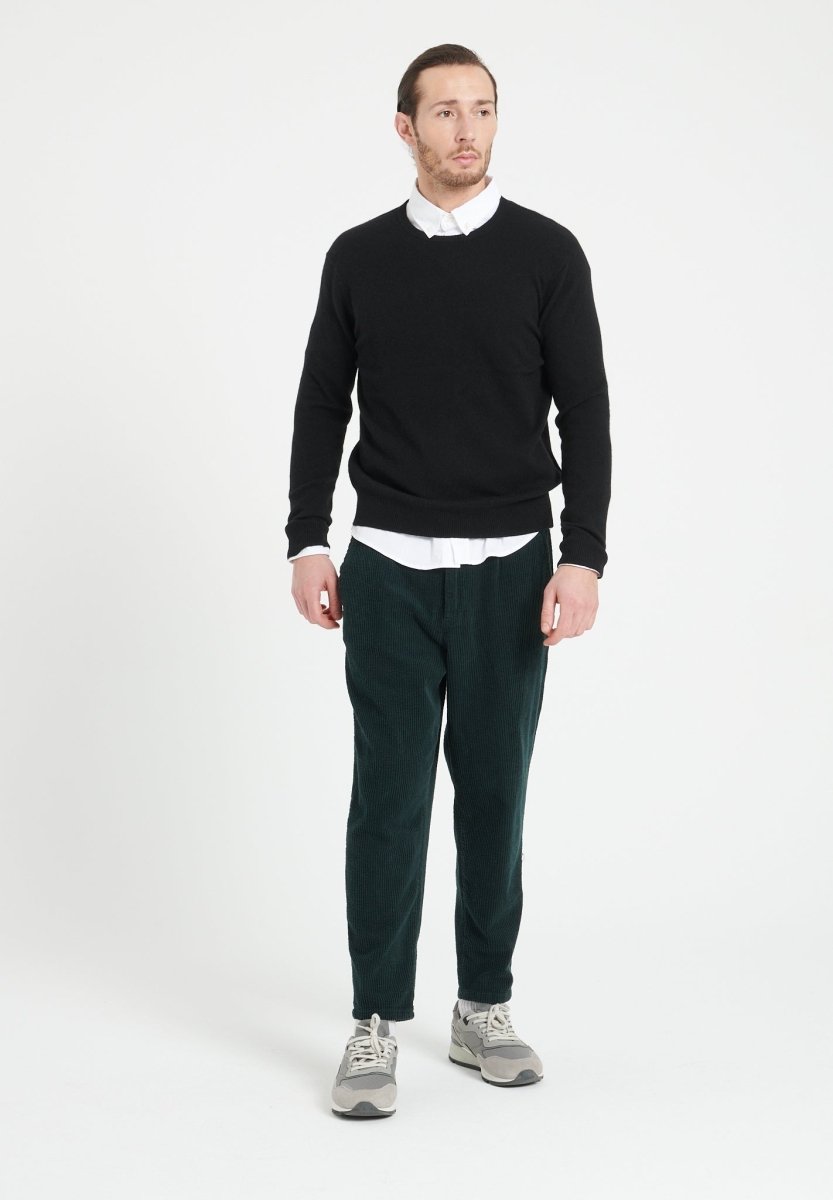Men's Cashmere Crew Neck Pullover – Black | LUKE 2