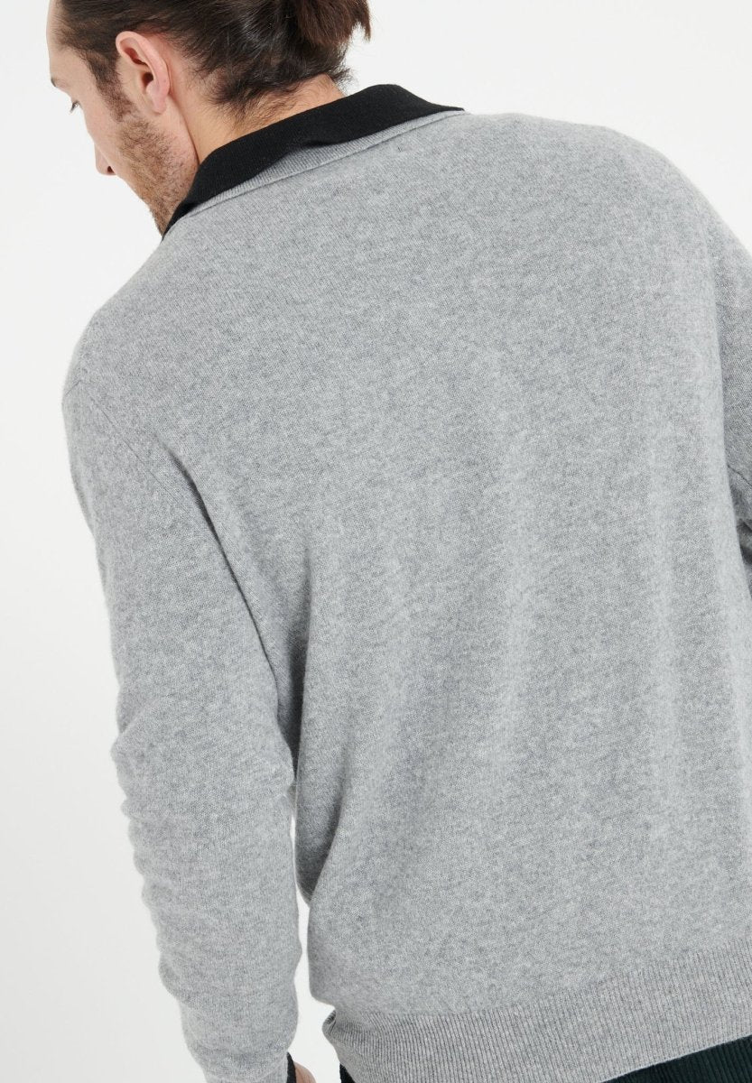 Men's Long Sleeve Cashmere Polo Shirt – Light Grey | LUKE 5