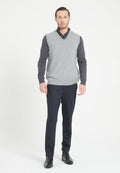 Men's Sleeveless Cashmere V-Neck Vest – Light Grey | LUKE 9