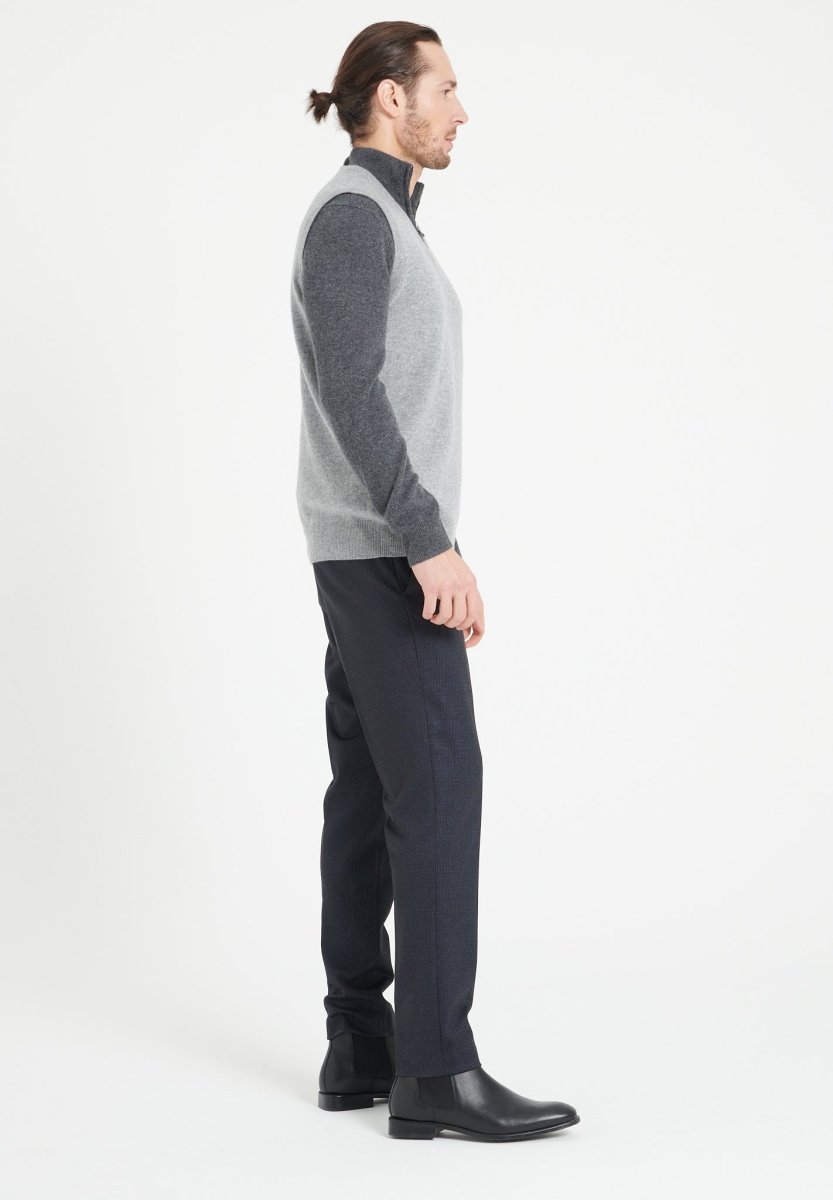 Men's Sleeveless Cashmere V-Neck Vest – Light Grey | LUKE 9
